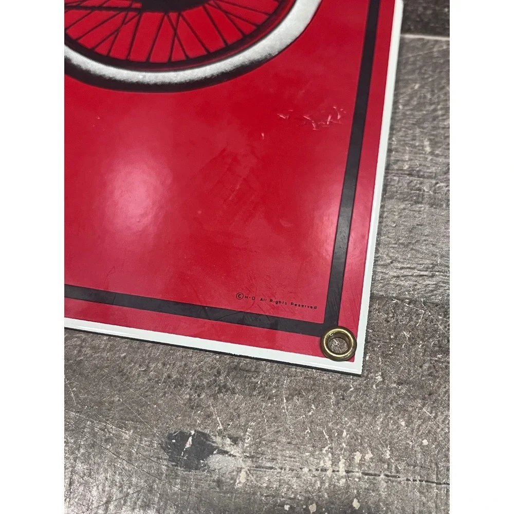 Harley-Davidson 1915 61ci Pocket Valve Racer Porcelain Sign Ande Rooney 2004 Red